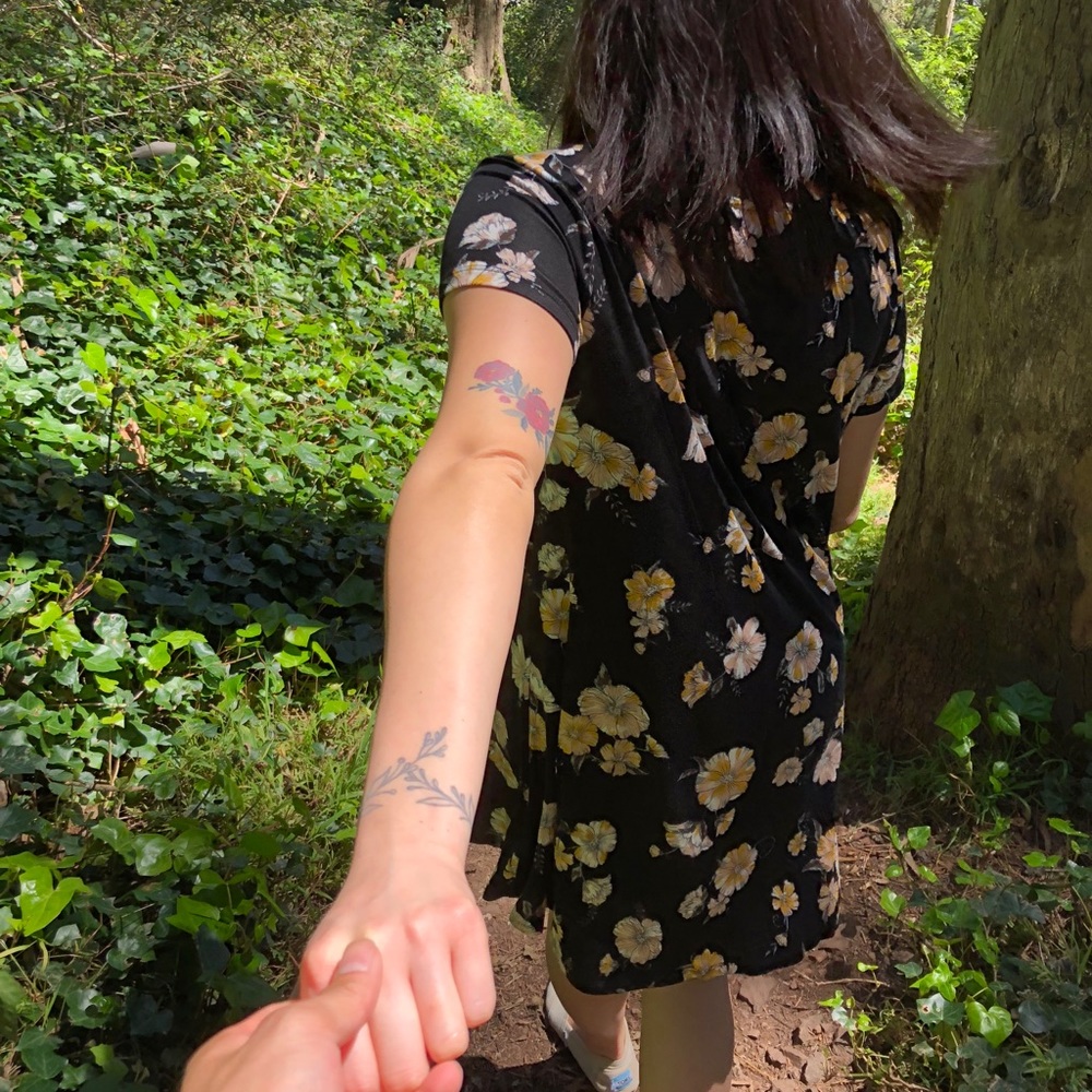 Floral black and yellow dress